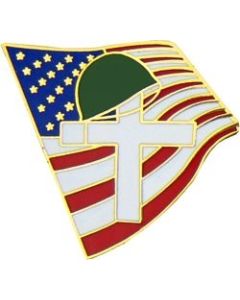 Memorial Cross and US Flag Pin