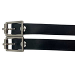 Black Leather Spur Straps w/ Silver Buckle