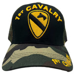 1st Cavalry Trucker Cap - Black and Camo