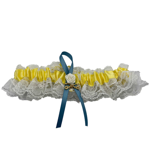 CavHooah Yellow Garters with Blue Ribbon