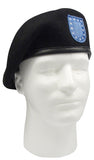 Inspection Ready Pre Shaven Black Army Wool Beret with Flash