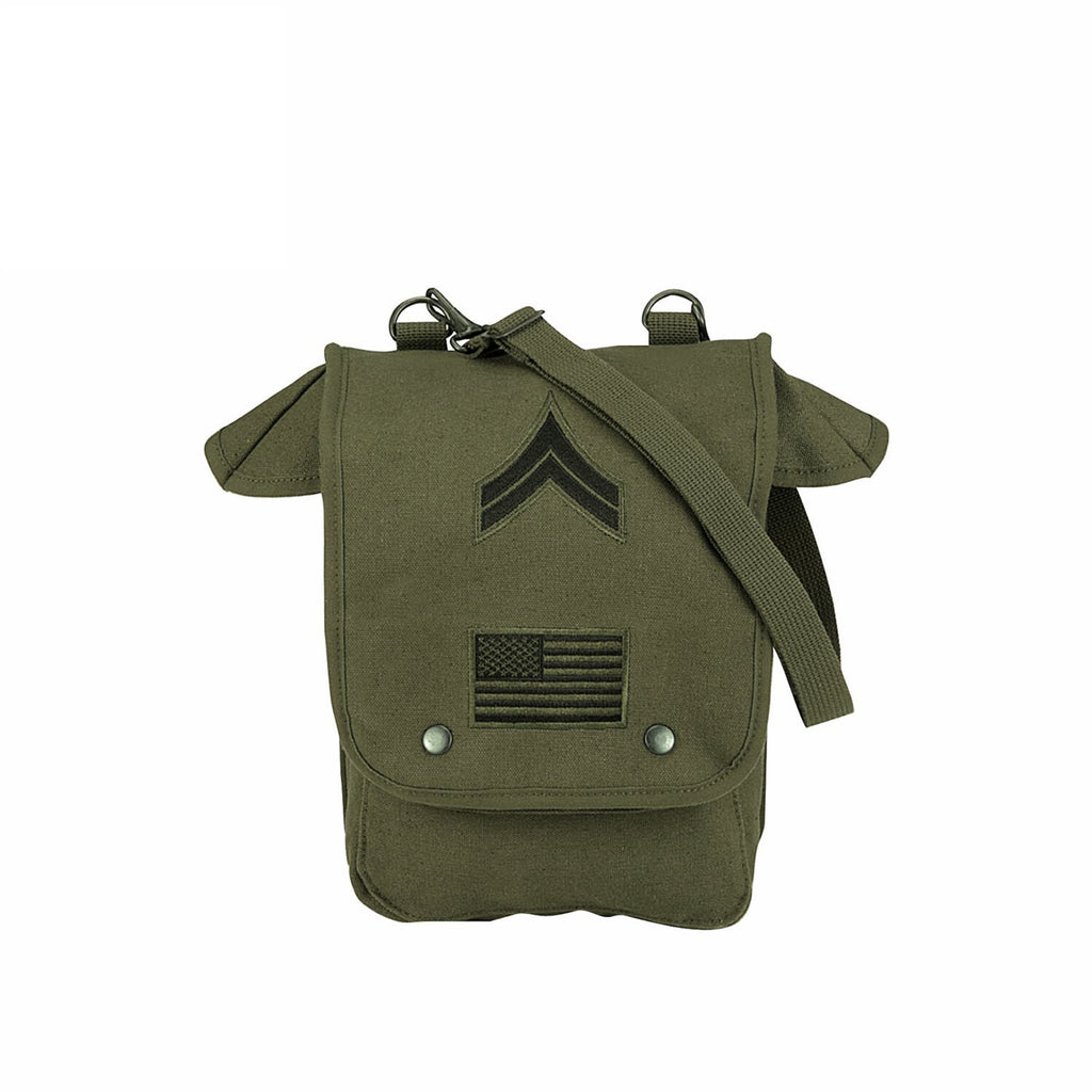 ARMYU Olive Green Original Heavyweight Classic Military Messenger Bag + Pin